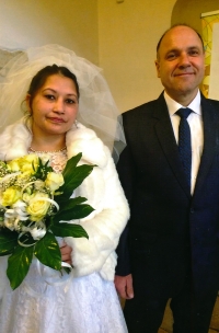 Jáchym Kaplan s manželkou Padmou Sonar, křesťanská svatba, 2019