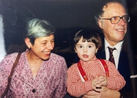 S manželem Milošem a vnukem Edou, Praha, 1999