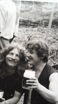 Leoš Mayer (vpravo) s členem skupiny UKD (Určeno k demolici) Miroslavem Uškrtem, zvaným Zůša