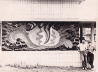 Мозаїчне панно "Вогонь". Донецька експериментальна школа №5, середина 1960-х рр.