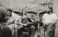 Jan Tomeš (vlevo) s Vladimírem Drápalem (vpravo), 1987