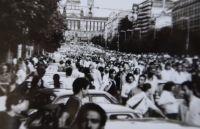 Václavské náměstí v den výročí 21. srpna, konec 80. let