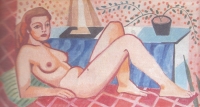 Obraz manželky „Flora desnuda“, autor Boris Šlechta, Hradec Králové, 1959