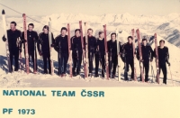 Luboš první zleva, Státní družstvo sjezdařů, 1973 