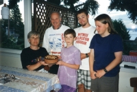 Zleva Susanne, Luboš, Michael, Mark, Katrina, Vancouver, 1997