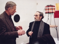 Vlevo Milan Weber s Karlem Harudou, Ostrava Galerie Sokolská 26, leden 2007