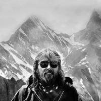 Václav Fiala v průsmyku Chimtarga, Fanské hory, Tádžikistán, rok 1988