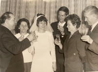 Wedding photo, Marta Kobzová with her parents, national sprinter
