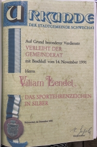Award from Austria for contribution, 1991