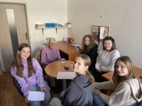 Nahrávání rozhovoru s Blankou Matějkovou pro projekt Příběhy našich sousedů