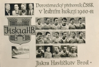Společné tablo Jiskry Havlíčkův Brod po vyhrané dorostenecké lize. Volné místo (vpravo dole) bylo určené pro pamětníka, který se v tu dobu stěhoval do Brna