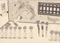 Obrázek Petra Procházky na výstavu v amfiteátru v Lokti (80. léta)