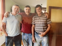 Bývalí spoluhráči Slovan Bratislava Igor Frič, Pavol Bojkovský a Ján Haraslin