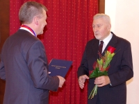 Josef Vlasák při udělení čestného občanství města Znojma, 2015