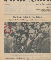 Pamětník na pohřbu Jana Palacha