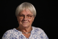 Růžena Hajnová na natáčení ve studiu Paměti národa v Praze v říjnu 2025