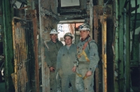 Josef Grobelný při zásypu dolu Dukla v roce 2008