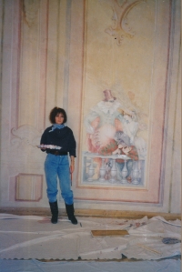 Václava Císařovská, malování, Pražský hrad, pracovna V. Havla, 1992