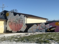 paintings on the walls created by volunteers and children from Kasárenská