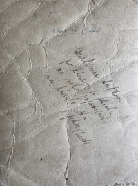 Zadní strana fotografie s věnováním tatínkovi