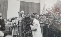 Prezident Edvard Beneš na návštěvě v Jihlavě v roce 1946 - Bohumila Coufalová se měla setkání s ním osobně účastnit