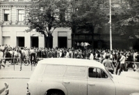 Pohled ze střechy Lucerny, výročí okupace 21. srpna 1969