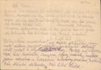 Dopisnice, kterou poslala Lidmila Daňková (roz. Dragounová) rodičům z terezínské Malé pevnosti