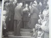 Miloslava Stropková welcoming czechoslovakian president Beneš