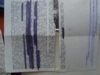 Cenzurovaný dopis pro Leopolda Kuncla do věznice Bory