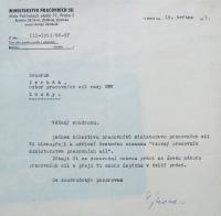 Blahopřání k titulu Vzorný pracovník Ministerstva pracovních sil