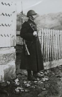 Ondřej Derbak on guard - probably 1938
