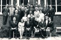 Riesel Petr - the top row fifth from left, Holland, WHO, experts on alcoholism, bottom row at right Tamara Rieselová and doc. Skála, 1966 or 1967