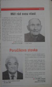 Blahopřáni v novinách k dovršení sta let