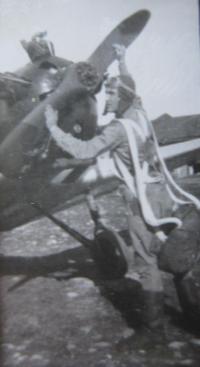 Výcvikové letadlo (nejspíš La-5FN) používané při výcviku letců v Telavi v Gruzii