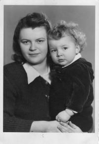 Wife Olga with son Zbyněk - this photograph was sent secretly to the witness when he was imprisoned in Dresden; he kept it safe the whole time - 11th March 1945