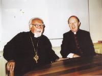 S biskupem Pierrem Bourcherem, Lausanne, 2004
