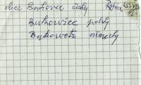"Bukovec" in Czech, Polish and German, which Mr. Drong had to write to be released from internment in Přerov