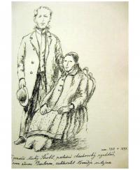 Kresba J. Randáka - praděd s prababičkou