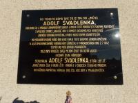 Commemorative plaque on the house of Adolf Švadlenka