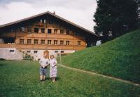 With her husband in front of Our Chalet, Switzerland