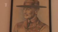 Obraz Baden-Powella z předválečné doby polického skautingu, vysel jim během války v kluvbovně "Ochránců polických stěn", nyní ve skautské klubovně polických skautů