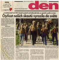 článek v Moravskoslezském dnu "Čtyřicet našich skautů vyrazilo do světa"