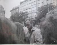 Tomas Hradílek during a demonstration on Wenceslas Square in Prague in 1988 