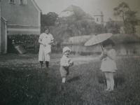With mother and sister, Lochovice 1933