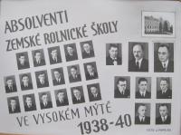 Tablo Zemské rolnické školy ve Vysokém Mýtě-1938-1940
