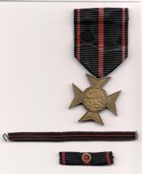 23. října 1948 pamětní odznak za účast v národním boji za osvobození Československa v letech 1939-1945 od Svazu osvobozených politických vězňů a pozůstalých po politických vězních