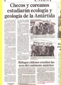 Chilské noviny - Checos y coreanos estudiarán ecología y geología de la Antartída (syn a vnučka S. Vincoura na Antarktidě)