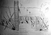 Brána na táboře BIKINI 1946. Komorní Lhotka.