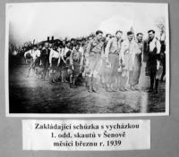 The founding meeting and walk of the 1st Scout troop in Šenov in March 1939 
