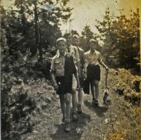 Ihor Popovych on a Plast wood excursion in Krynytsia 1944